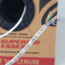 PRICE PER FOOT- Superior Essex (52-241-48) 4 Pair 24 AWG Cobra C5E+ CMP WH 1KPB  picture