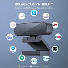 For PC Mac Full HD Plug & Play 1080P Autofocus Webcam Web Camera w/ Microphones picture