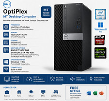 GAMING Dell i7 Desktop Computer PC AMD/NVIDIA 4GB 16GB RAM 512GB SSD Win11 WIFI picture