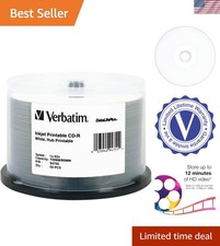 CD-R 700MB 52X DataLifePlus White Inkjet Printable, Hub Printable - 50pk Spin... picture