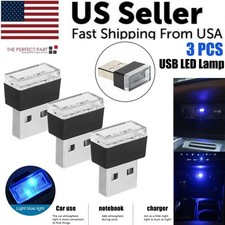 3x Mini Blue LED USB Car Interior Light Neon Atmosphere Ambient Lamp Accessories picture