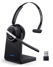 Bluetooth Wireless Mono Headset w/ Mic | USB Dongle + Charging Base picture