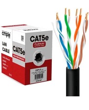 Cmple Cat5e Plenum Cable 1000ft, CMP, Black, 350MHz Gigabit Ethernet Bulk Cable picture