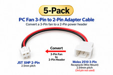 5-Pack PC Fan 3-Pin to 2-Pin Adapter Cable JST XHP 2.5mm Molex 2510 2.54mm picture