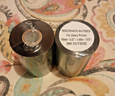 Resin Enhanced Wax Thermal Transfer Ribbon For Zebra 110mm X 450M Black 4 Rolls picture