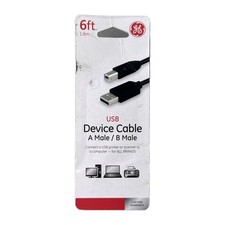 GE USB A to B Cable 6 ft Printer Cable USB 2.0 Type A Male to B Male picture