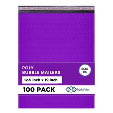 Purple Bubble Mailers 12.5x19.5, Poly Padded Envelopes #6, 100 Pack picture