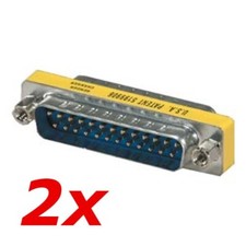 2 Pack - DB25 25-Pin Serial D-SUB Male to Male Gender Changer Coupler Adapter picture