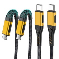 Durcord USB C to C Cable, 2Pack 100W 6ft C Charger Cable 6ft, Yellow picture