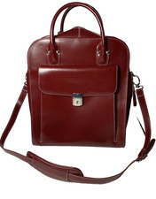 McKlein La Grange Red Leather Vertical Laptop Briefcase 15