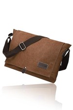 Cota's home Canvas Messenger Bag for Men, Fits 14 Inch Laptop & A4 Mocha Brown picture
