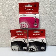 Lot of 3 Canon PIXMA 226 Ink Cartridges (2) CLI-226BK Black (1) CLI-226M Magenta picture