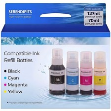 T542 Pigment Ink Refill Bottle Combo Pack Fits ET5150 ET5170 ET5180 BKCMY picture