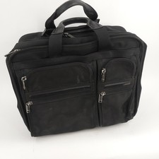 TUMI Alpha 26103D4 ~ Black Nylon Deluxe Expandable Wheeled Rolling Briefcase Bag picture