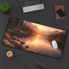 Sunset Mountain Lake Desk Mat | Scenic Nature Landscape Mousepad picture