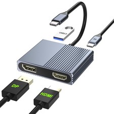 Aibilangose USB C to HDMI DisplayPort Adapter 4K@60Hz Dual Monitor for picture