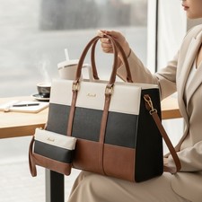 Chic Business Laptop Bag for Women - 15.6 Inch Vintage Style Waterproof Tote picture