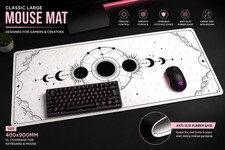 Celestial Moon Phases Desk Mat White | 400x900mm XL Gaming Mouse Pad picture