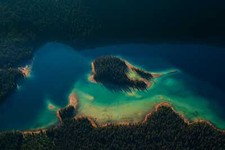 Landscape nature water aerial view forest trees river Custom Gaming Mat Desk picture