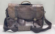 Samsonite Brown Leather Messenger Bag Briefcase Laptop Case Brass Hardware picture