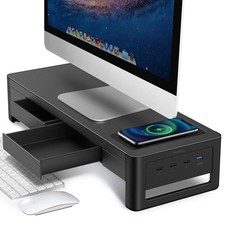 meatanty 3 In 1 Monitor Stand Riser with 2 Drawers,1 Wireless Charging Module... picture