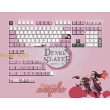 Unisex Used PBT 130 Keycaps Comic Demon Slayer: Kimetsu No Yaiba Christmas Gifts picture