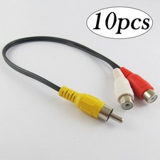 10pcs 28cm 1 RCA Male to 2 RCA Female Y Splitter Audio Video Adapter Cable picture