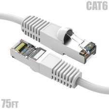 50FT-200FT Cat6 RJ45 Network LAN Ethernet Shielded Cable SSTP Copper 26AWG White picture