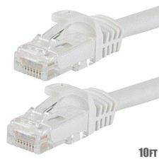 10ft Cat6 UTP Network Ethernet Internet Cable FLEXboot Wire White 550MHz LAN 10' picture