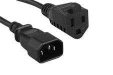 1ft,3ft,6ft AC Power Extension Cable Cord NEMA5-15R/ IEC60320 C14 18AWG 250V 10A picture
