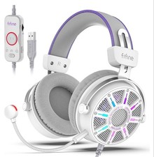FIFINE H19BP Gaming Headset White 7.1 Surround Sound USB PC PS5 PS4 Unused picture