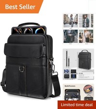 Lightweight 13 Inch Leather Briefcase with Detachable Strap - Perfect for Travel picture