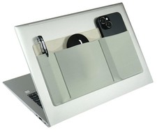 3Pocket Organizer Mouse Holder For Laptop Stick On Adhesive SSD Sleeve Gray picture