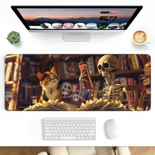 Stanploe Large Gaming Desk Mat 31.5x11.8 in Skull Cat Mouse Pad picture