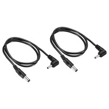 2Pcs DC 5.5x2.1mm Male to 3.5x1.35mm Male Cable 60cm Cord Double Elbow Black picture