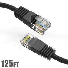 125FT Cat5E RJ45 Ethernet LAN Network UTP Snagless Patch Cable Pure Copper Black picture