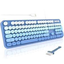 MOFII Computer Keyboards Wired, Plug Play USB Full Size Blue Gradient picture