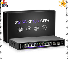 10 Port 2.5Gb Unmanaged Ethernet Switch with 8* 2.5G Base-T Ports + 2* 10G SF... picture
