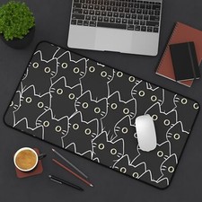 Black Cat Desk Mat | Cute Gothic Office Accessory | Workspace Decor picture