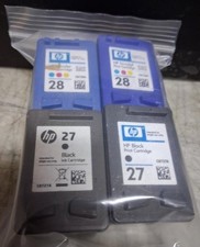 Set 4 Genuine HP 27 Black & 28 Color Inkjet Cartridges Seal Intact NO BOX NO BAG picture