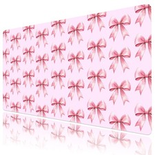Aesthetic Pastel Bow Cute Pink Desk Pad for Keyboard Desk Mat 31.5x15.7 inch picture