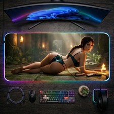 Tomb Raider Mouse Pad, Lara Croft LED RGB Desk Mat, Gamer Room Decor picture