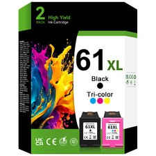 2PK 61XL Black Color Ink For HP Envy 4500 5530 Deskjet 1000 1012 Officejet 4630 picture