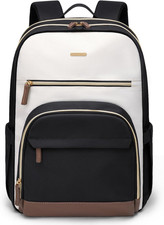 Laptop Backpack for Women 16 Inch Large Capacity Travel Daypack Black Beige picture
