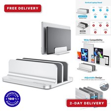OMOTON Dual Vertical Desk Laptop Stand for MacBook Pro/Air, Adjustable Silver picture