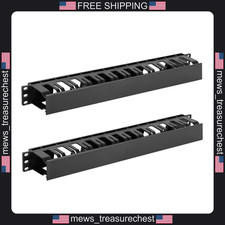 Server Rack Cable Management 1U with Cover, 12 Slots, Plastic, 19 Inch picture