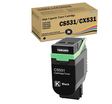 CX532 CS531 Black Toner Cartridge with Chip Standard Yield Compatible Lexmark 75 picture