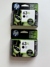 Lot 2 Genuine HP 63XL Black High Yield OEM Ink Cart EXP 2022 – NEW Sealed picture