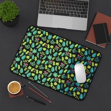 Aesthetic Leaves Pattern Desk Mat, Custom Desk Mat, Minimalist Desk Mat picture