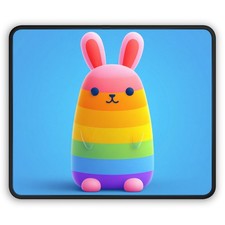 Rainbow Bunny Gaming Mouse Pad | Cute Plush Character Desk Mat picture